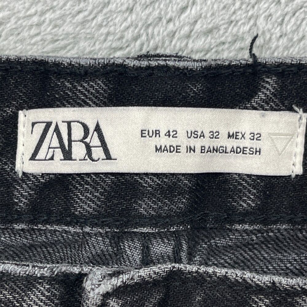 Zara Jeans Men 32 Black Straight Leg Denim Pants Faded Wash 100% Cotton - Picture 7 of 14